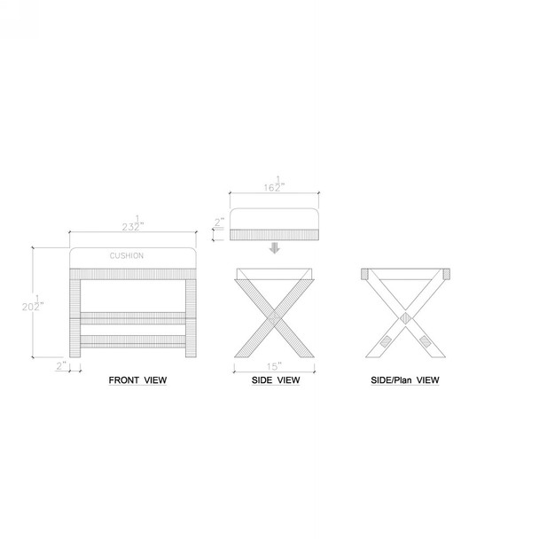 Renoir Rattan X Bench Small - Size: 52H x 60W x 42D (cm)