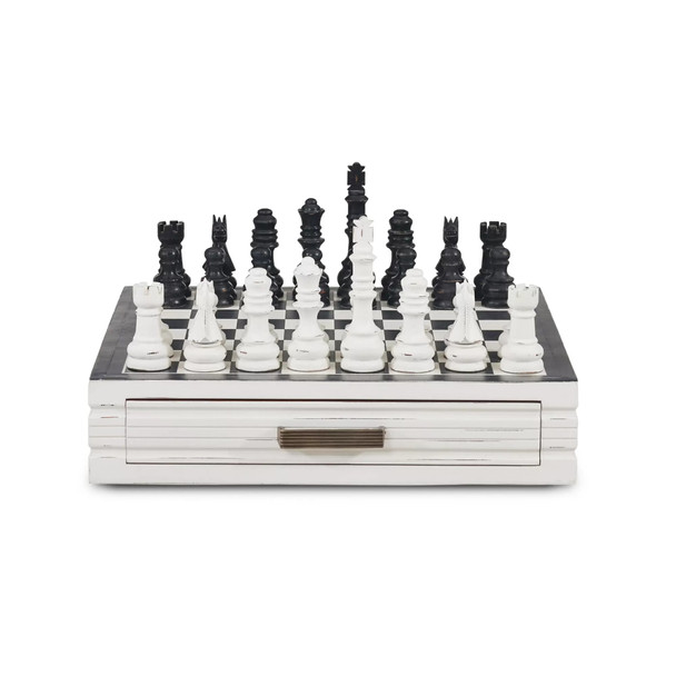 Chess Set Anna - Black Antique / White Antique - Size: 59H x 59W x 13D (cm) - Traditional style