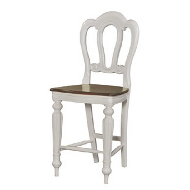 Napoleon Counter Stool - White Light Distressed / Antique Oak - Size: 110H x 50W x 43D (cm) - French Provincial style
