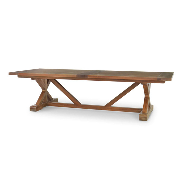 Hamptons X-Base Dining Table 3m (no grooves) - Straw Wash - Size: 76H x 305W x 120D (cm) - French Provincial style