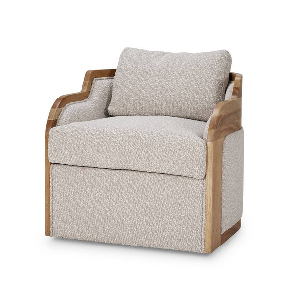 Momo Swivel Chair w/ Wood - Size: 91H x 80W x 82D (cm) - Mid-Century Modern style