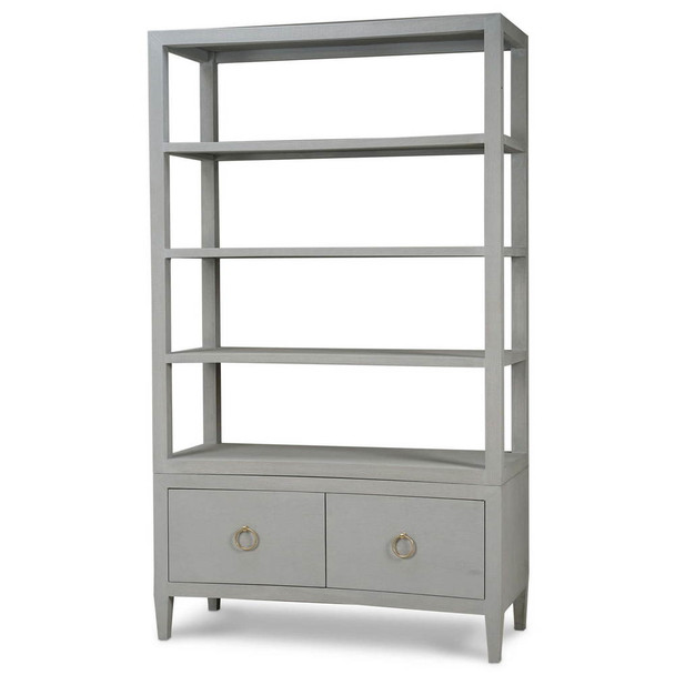 Westminster Concave Linen Wrapped Shelving Unit - Size: 213H x 123W x 53D (cm) - Mid-Century Modern style