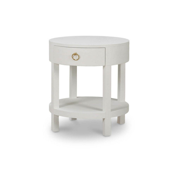 Milan Linen Wrapped Side Table - Size: 61H x 56W x 56D (cm) - Mid-Century Modern style