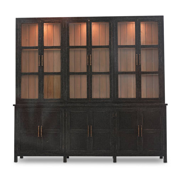 Madrone 12 Door Display Cabinet w/ Glass Shelves and LED Lights - Solid Timber Craftsman style Dining Room furniture