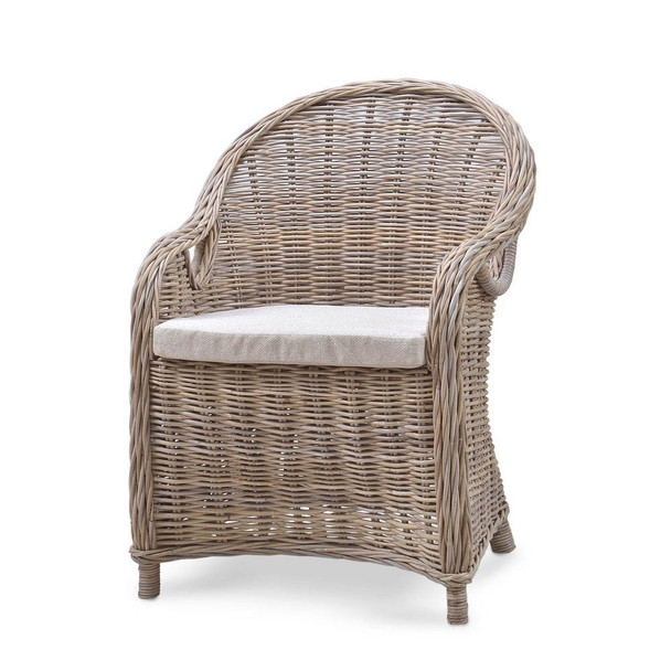 Vineyard Kabu Rattan Chair Natural - Size: 89H x 65W x 69D (cm) - Resort style