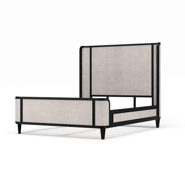 Lexington Bed w/ Rattan Queen - Hand made Art Deco style Bedroom furniture