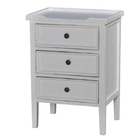 Eton 3 Drawer End Table - White Light Distressed - Hand made Craftsman style Bedroom furniture