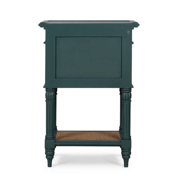 Montego Square End Table w/ Drawer & Rattan Door - Size: 81H x 56W x 41D (cm)