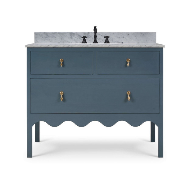 Chloe Scalloped Single Vanity w/ Sink & Marble Top - Melbourne, Sydney, Brisbane Boho Chic style Bathroom & Laundry furniture