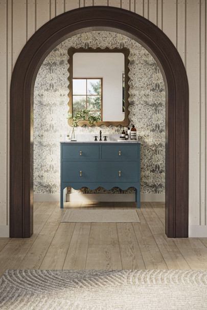 Chloe Scalloped Single Vanity w/ Sink & Marble Top - Any Colour