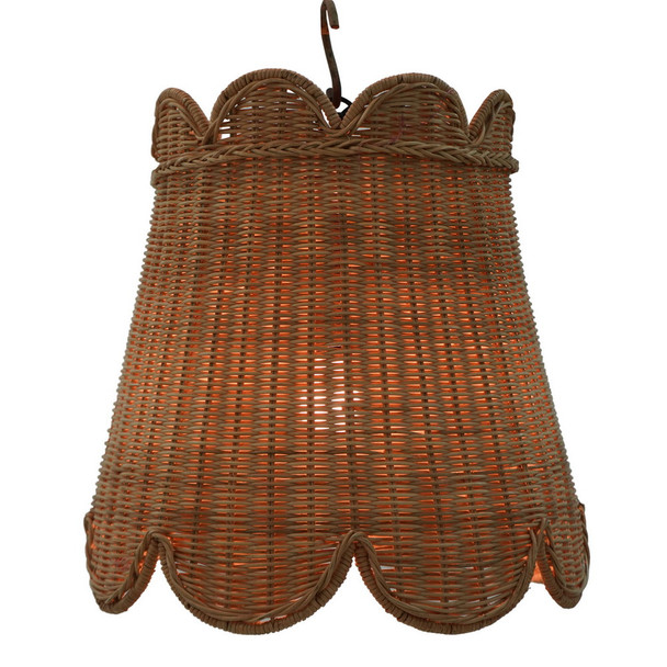 Newport Scalloped Rattan Ceiling Pendant Light - Hand made Coastal style  furniture