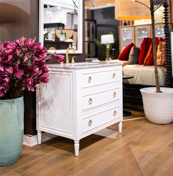 Cholet Single Vanity w/ Sink & Marble Top - Traditional style Bath & Laundry furniture