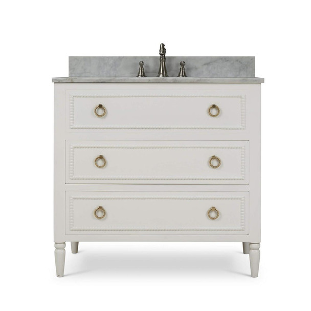 Cholet Single Vanity w/ Sink & Marble Top - Solid Timber Traditional style Bathroom & Laundry furniture