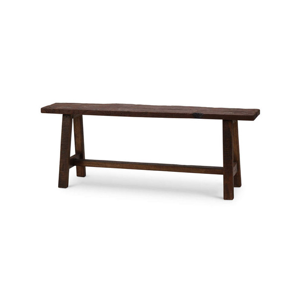 Rustic Teak Bench - Size: 46H x 120W x 30D (cm) - Craftsman style