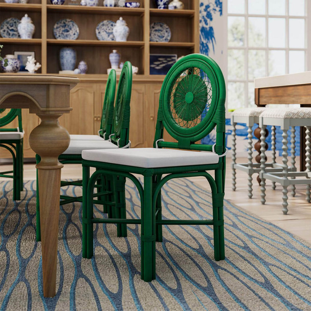 Oceana Rattan Dining Chair Green - Coastal style Dining Room furniture Oceana Rattan Dining Chair Green - Coastal style Dining Room furniture