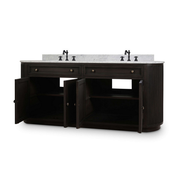 Kraton Oval Double Vanity w/ Sink & Marble Top - Mid-Century style Bath & Laundry furniture (Tapware not included)