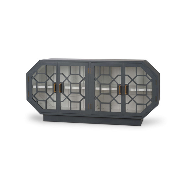 Hampton Sideboard w/ Glass Doors - Size: 88H x 183W x 41D (cm) - Oriental style Dining Room furniture