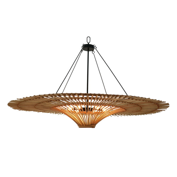 Bahama Rattan Ceiling Pendant Light - Size: 30H x 200W x 200D (cm) - Mid-Century Modern style