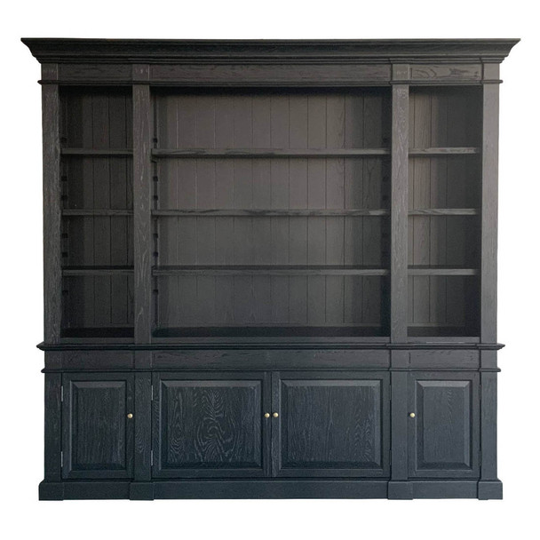 Reims Library Bookcase /TV Media Unit - Weathered Black - Hamptons style