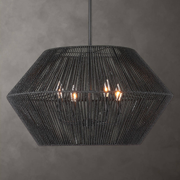 Suva 4 Light Black Rope Pendant - Size: 0H x 0W x 0D (cm) - Contemporary style