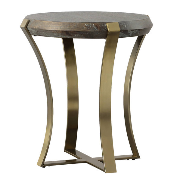 Unite Brass Leg Wood Side Table Coastal style Accent Table Decor