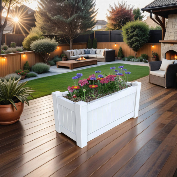 Hamptons Planter Box Large - White  Furniture - PB-02