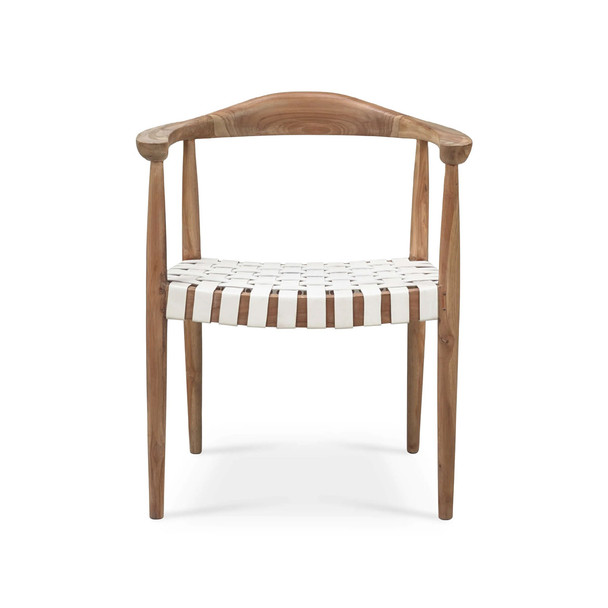 Lois Chair - Teak Natural / White Cloud Leather - Hand made French Provincial style Dining Room furniture