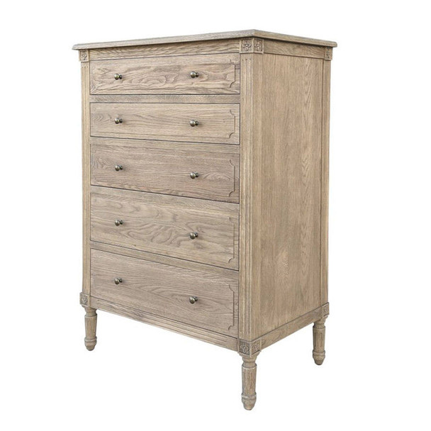 Versailles Chest Small Knobs - Weathered Oak Bedroom Furniture - HL883-1-105