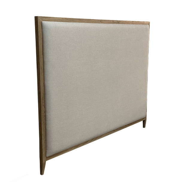 Portland Upholstered Headboard King - Weathered Oak /Natural Linen - Hand made Bedroom furniture