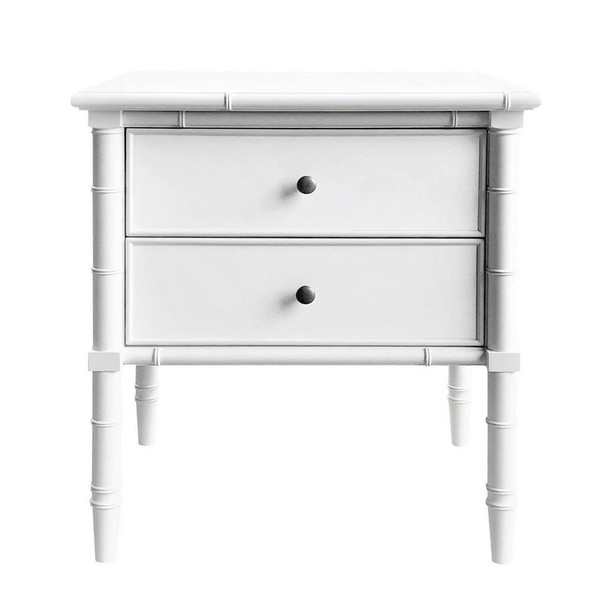 Raffles 2-Drawer Side Table - White Bedroom Furniture - NH1286