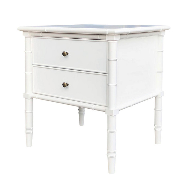 Raffles 2-Drawer Side Table - White - Melbourne, Sydney, Brisbane Oriental style Bedroom furniture