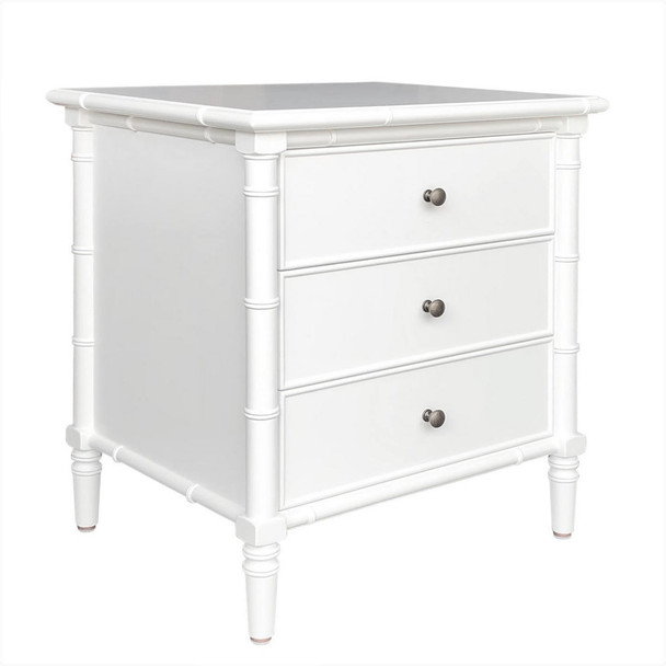 Raffles 3-Drawer Side Table - White - Hand made Bedroom furniture