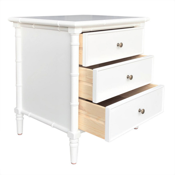 Raffles 3-Drawer Side Table - White - Melbourne, Sydney, Brisbane Oriental style Bedroom furniture