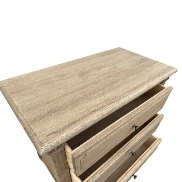 Versailles Bedside Table w/ Button Handles - Weathered Oak - HL132-1#105