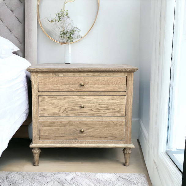 Bordeaux Large Side Table w/ Button Handles - Weathered Oak - Hobart, Launceston, Perth French Provincial style Bedroom furniture