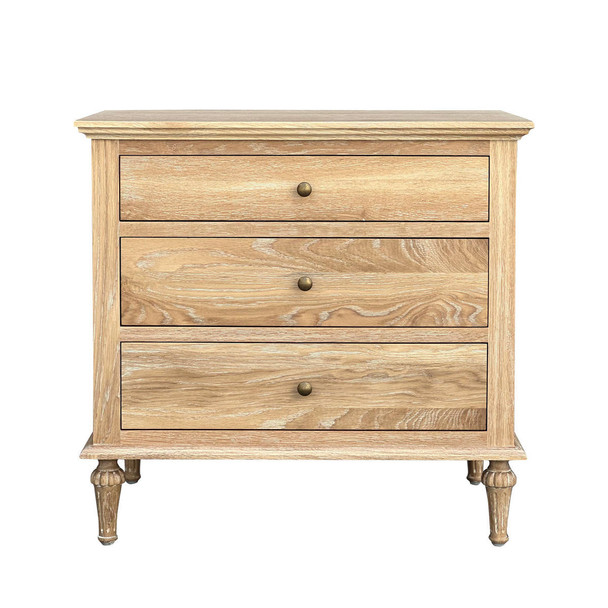 Bordeaux Large Side Table w/ Button Handles - Whitewash Oak Bedroom Furniture - HL158-1-CS