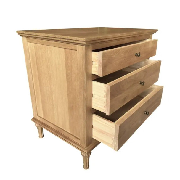 Bordeaux Large Side Table w/ Button Handles - Whitewash Oak - HL158-1#CS