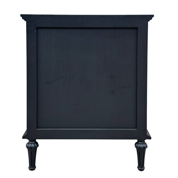 Bordeaux Two Drawers Side Table w/ Button Handles - Black Oak - Melbourne, Sydney, Brisbane French Provincial style Bedroom furniture