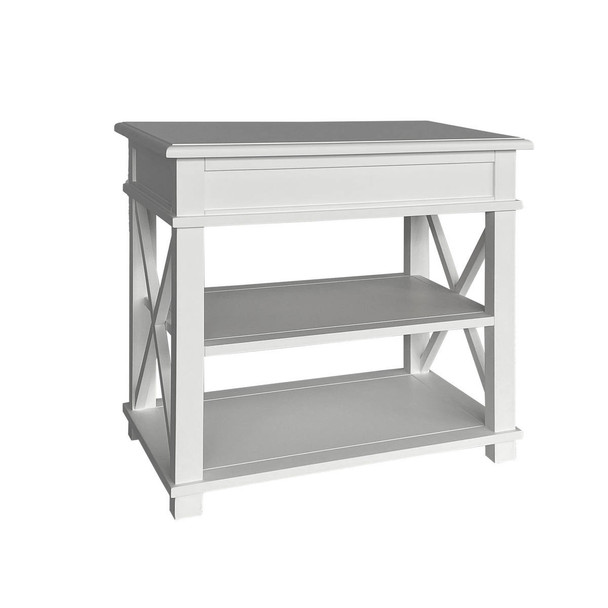 Xavier Large Side Table w/ Shelf - White - HL545#MW