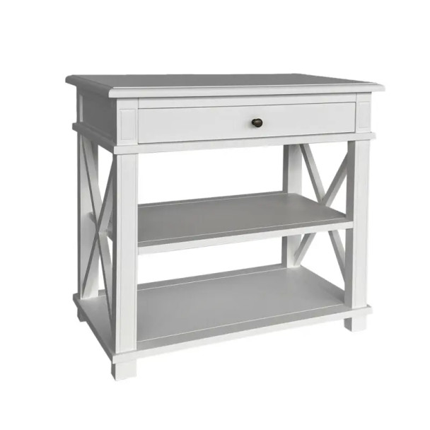 Xavier Large Side Table w/ Shelf - White - HL545#MW