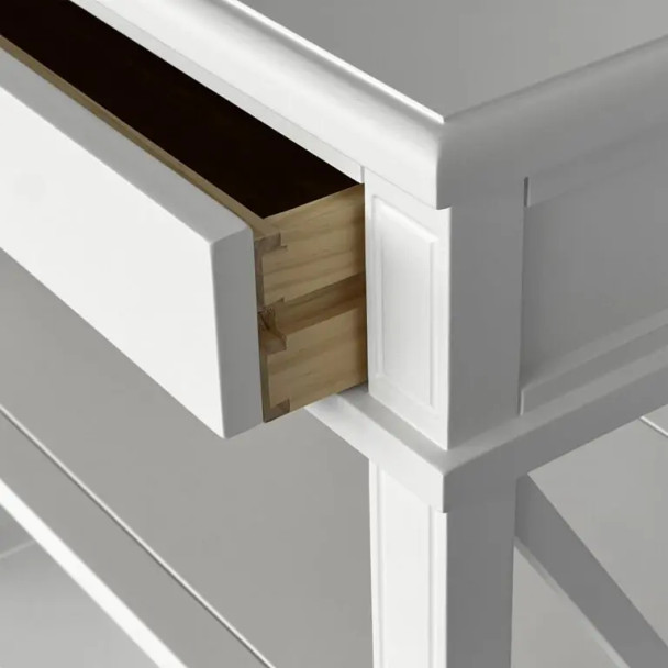 Xavier Large Side Table w/ Shelf - White - Melbourne, Sydney, Brisbane Hamptons style Bedroom furniture