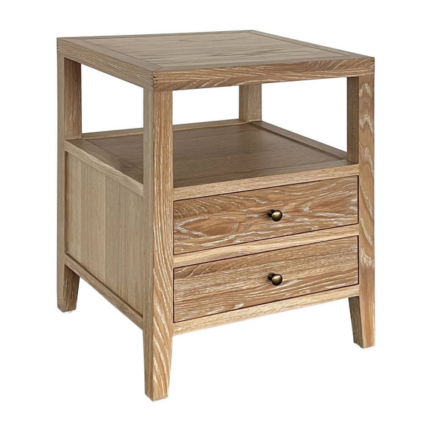 Montauk Side Table - Whitewash Oak Bedroom Furniture - HL610-CS