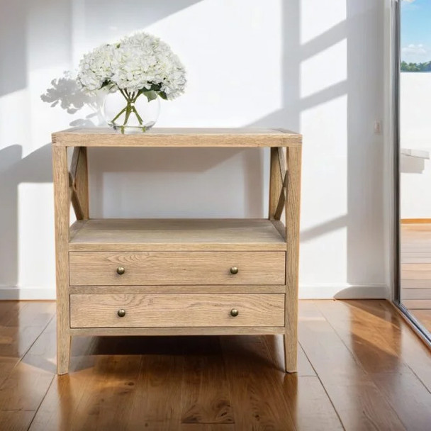 Montauk Large Side Table - Weathered Oak Bedroom Furniture - HL612-105