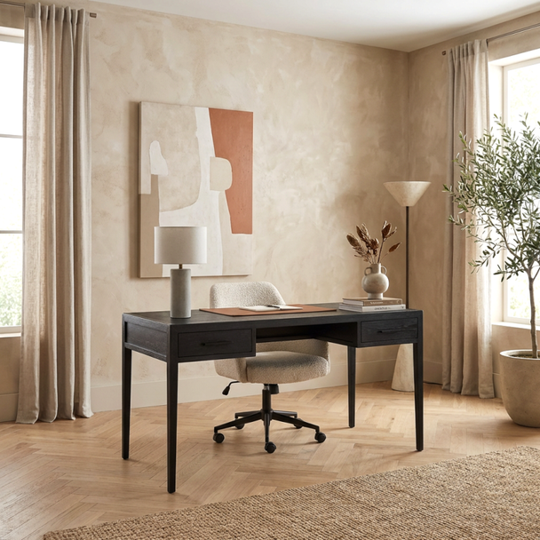 Portland Slimline Desk - Black Oak - Contemporary style