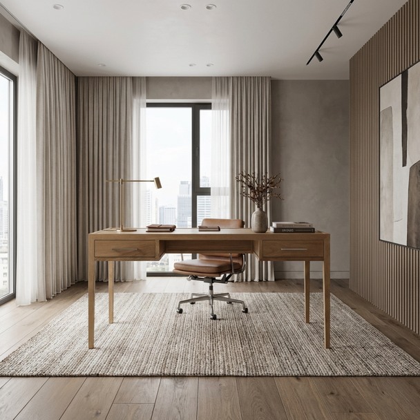 Portland Slimline Desk - Natural Oak - Contemporary style