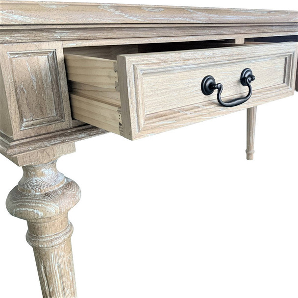French Partners Desk Wide - Whitewash Oak Office & Study Furniture - HL143-CS