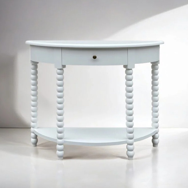 Belleville Bobbin Curved Console Small - White - French Provincial style