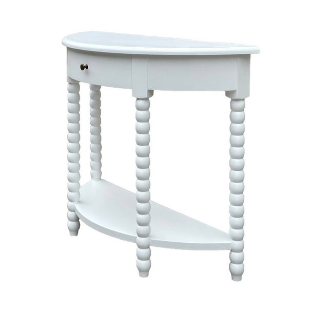 Belleville Bobbin Curved Console Small - White Living Room Furniture - HL617-MW