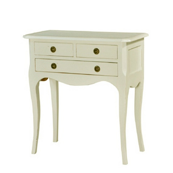 Sarah Lamp Table - White Light Distressed - Size: 75H x 70W x 32D (cm) - Hamptons style