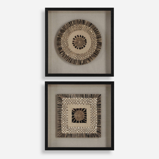 Intertwine Knit Paper Shadow Box S/2 Contemporary style Wall Decor